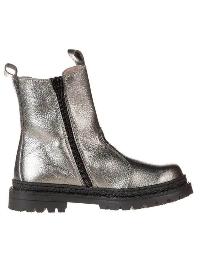 lamino Stiefeletten·Chelsea Boots^Leder-Chelsea-Boots in Silber