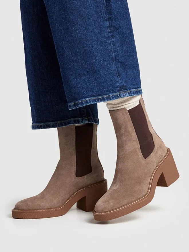 Pepe Jeans FOOTWEAR Stiefeletten^Leder-Chelsea-Boots in Taupe