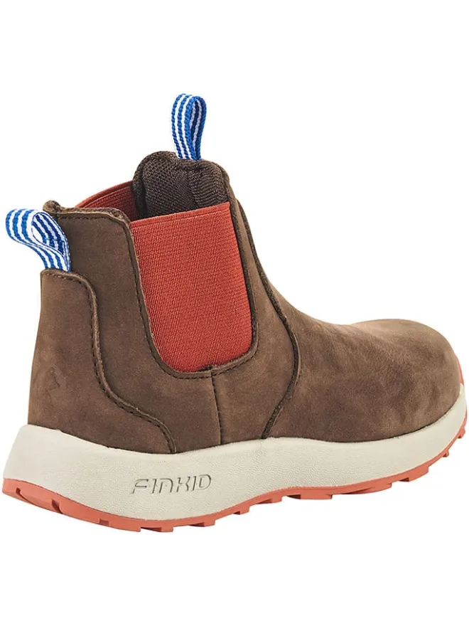 Leder-Chelsea-Boots "Saapas" in Braun/ Orange>finkid Sale
