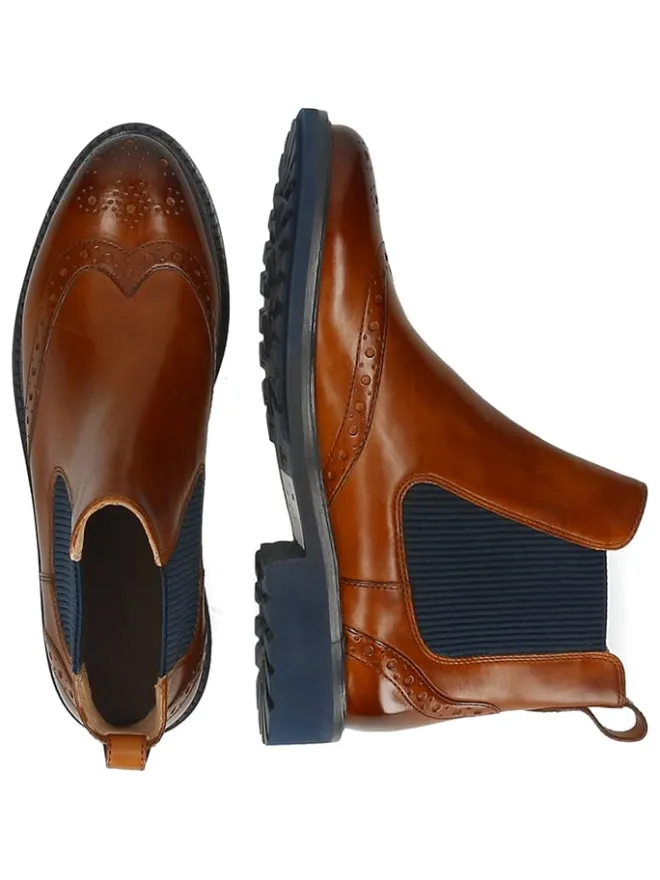 MELVIN & HAMILTON Stiefeletten^Leder-Chelsea-Boots "Selina 29" in Braun/ Dunkelblau