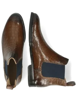 Leder-Chelsea-Boots "Susan 10" in Braun/ Dunkelblau>MELVIN & HAMILTON Outlet