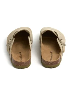 Leder-Clogs in Beige><noscript><img width=