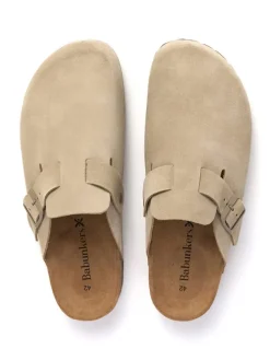 Leder-Clogs in Beige><noscript><img width=
