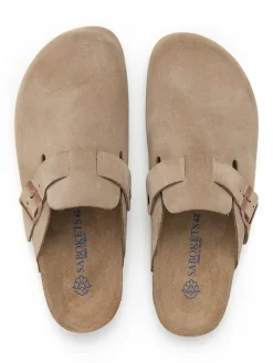 SABOKETS Hausschuhe^Leder-Clogs in Beige