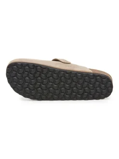 SABOKETS Hausschuhe^Leder-Clogs in Beige