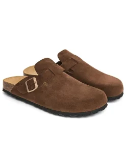 Leder-Clogs in Braun><noscript><img width=