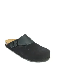 Leder-Clogs in Dunkelblau>Mandel Discount