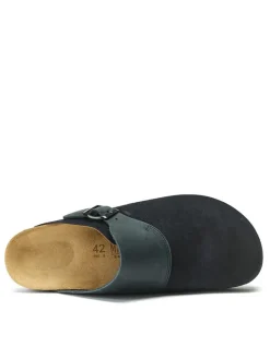 Leder-Clogs in Dunkelblau><noscript><img width=