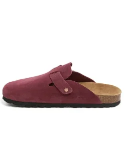 billowy Hausschuhe^Leder-Clogs in Dunkelrot