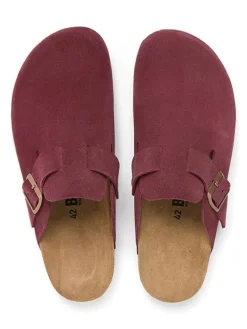 billowy Hausschuhe^Leder-Clogs in Dunkelrot