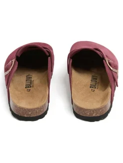 billowy Hausschuhe^Leder-Clogs in Dunkelrot