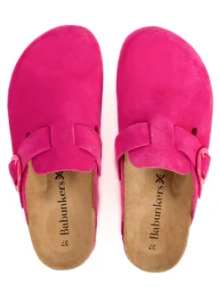 Leder-Clogs in Fuchsia><noscript><img width=