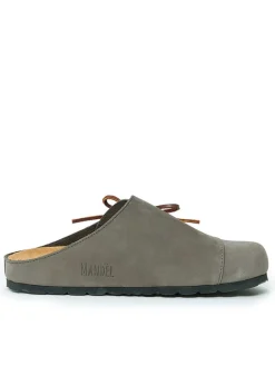 Mandel Hausschuhe^Leder-Clogs in Grau