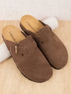 BABUNKERS Family Hausschuhe^Leder-Clogs in Hellbraun