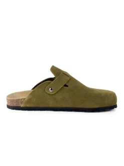 Leder-Clogs in Khaki>billowy Hot