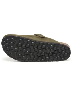billowy Hausschuhe^Leder-Clogs in Khaki