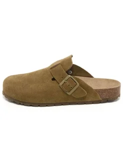 Leder-Clogs in Oliv>billowy