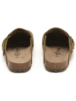 Leder-Clogs in Oliv><noscript><img width=