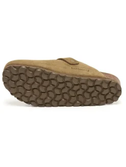 Leder-Clogs in Oliv><noscript><img width=