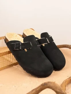 BABUNKERS Family Hausschuhe^Leder-Clogs in Schwarz