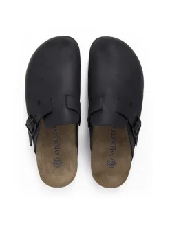 Leder-Clogs in Schwarz><noscript><img width=