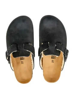 Leder-Clogs in Schwarz><noscript><img width=
