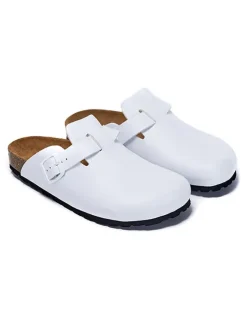 Leder-Clogs in Weiß><noscript><img width=