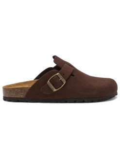 Mandel Hausschuhe^Leder-Clogs "Noe" in Braun