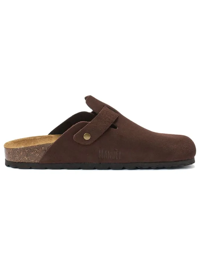 Mandel Hausschuhe^Leder-Clogs "Noe" in Braun