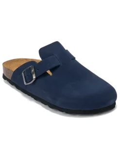 Leder-Clogs "Noe" in Dunkelblau>Mandel Online