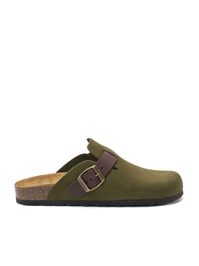 Leder-Clogs "Noe" in Khaki>Mandel New