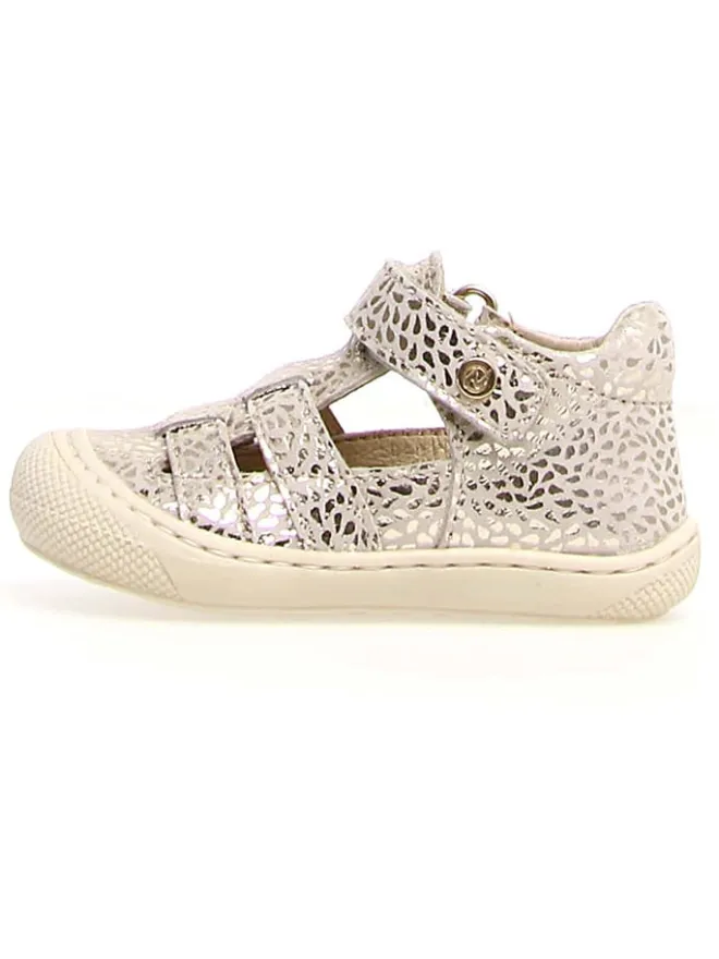 Leder-Halbsandalen "Bede" in Creme/ Silber>Naturino Clearance