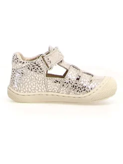 Leder-Halbsandalen "Bede" in Creme/ Silber>Naturino Clearance