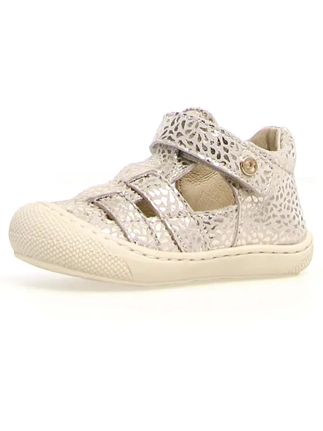 Leder-Halbsandalen "Bede" in Creme/ Silber>Naturino Clearance