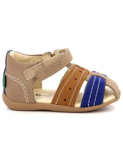 Leder-Halbsandalen "Bigbazar 2" in Beige/ Blau/ Hellbraun>Kickers Online