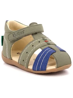 Leder-Halbsandalen "Bigbazar 2" in Khaki/ Blau>Kickers Clearance