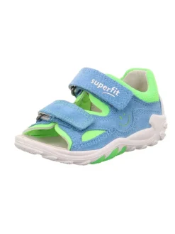 Leder-Halbsandalen "Flow" in Hellblau/ Grün/ Weiß>superfit New