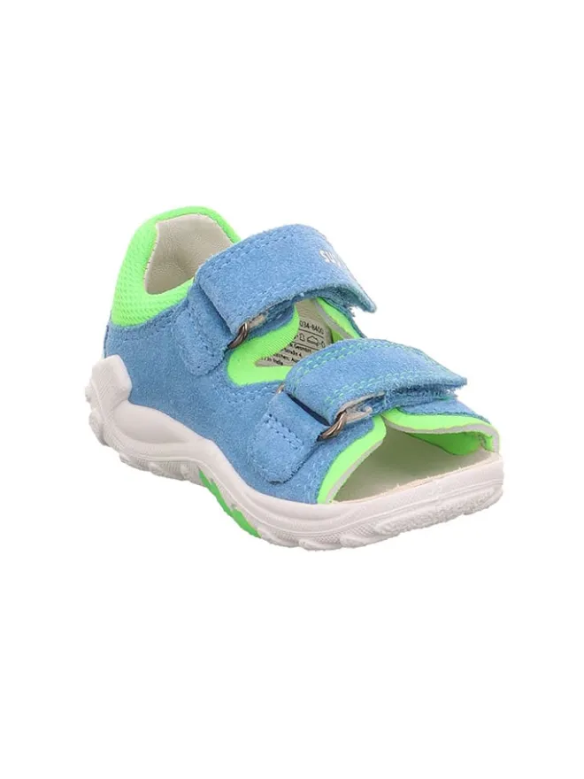 Leder-Halbsandalen "Flow" in Hellblau/ Grün/ Weiß>superfit New