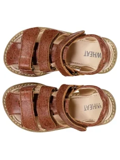 Leder-Halbsandalen in Braun>Wheat Hot