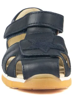 Leder-Halbsandalen in Dunkelblau><noscript><img width=