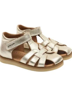 Leder-Halbsandalen in Gold>POM POM Online