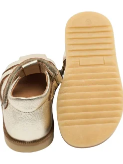 Leder-Halbsandalen in Gold><noscript><img width=