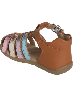 Leder-Halbsandalen in Hellbraun><noscript><img width=