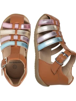 Leder-Halbsandalen in Hellbraun><noscript><img width=