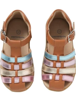 Leder-Halbsandalen in Hellbraun><noscript><img width=