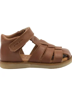 POM POM Sandalen·Halbsandalen|Sandalen^Leder-Halbsandalen in Hellbraun