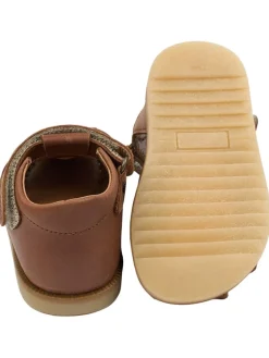 POM POM Sandalen·Halbsandalen|Sandalen^Leder-Halbsandalen in Hellbraun