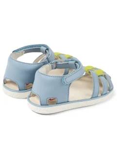 Leder-Halbsandalen in Hellblau/ Grün><noscript><img width=