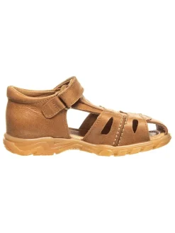 Leder-Halbsandalen in Hellbraun>POM POM