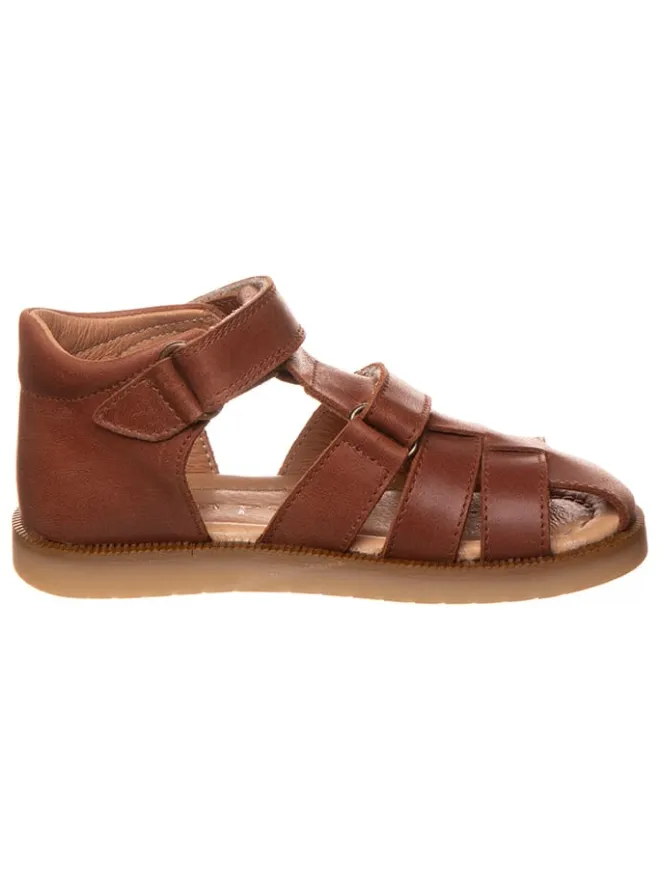 POM POM Sandalen·Halbsandalen^Leder-Halbsandalen in Hellbraun